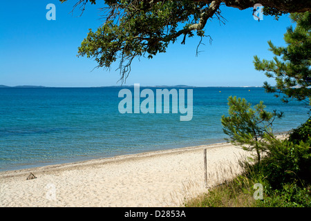 Plage du Pellegrin, a secluded beach near Bormes-les-Mimosas, Var, Provence, France Stock Photo