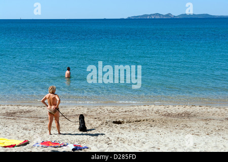 Plage du Pellegrin, a secluded beach near Bormes-les-Mimosas, Var, Provence, France Stock Photo