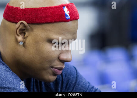 16.01.2013 London, England. Detroit Pistons forward Charlie Villanueva (31) in action during team practice ahead of the NBA London Live 2013 game between the Detroit Pistons and the New York Knicks from The O2 Arena Stock Photo