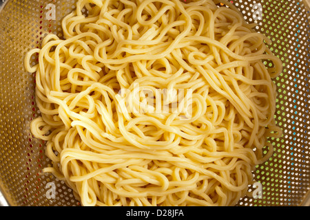 cooked fresh lo mein noodles. AKA ramen and saimin Stock Photo