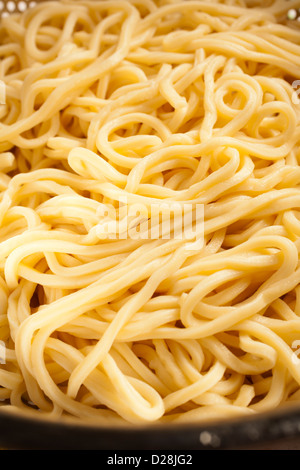 cooked fresh lo mein noodles. AKA ramen and saimin Stock Photo