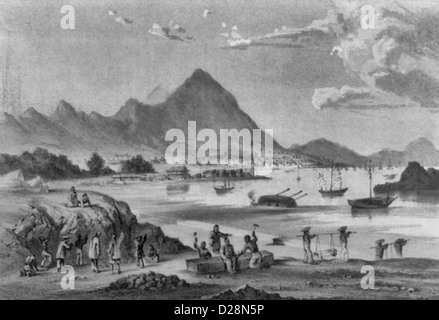 View of Hong Kong from East Point, circa 1856 Stock Photo