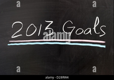 2013 goals words written on the chalkboard Stock Photo