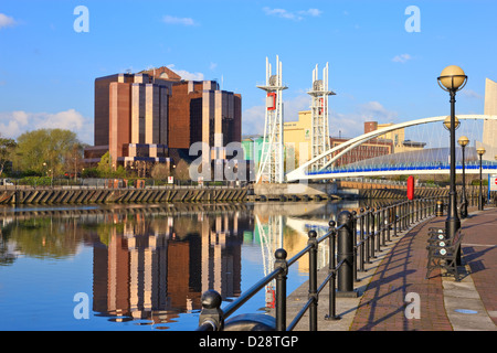 Millennium Bridge Salford Quays Greater Manchester Lancashire England Stock Photo