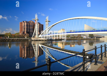 Millennium Bridge Salford Quays Greater Manchester Lancashire England Stock Photo