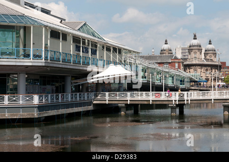 Princes Quay shopping Center in Kingston Upon Hull built on the site of a former dock in the town center and attached to the quayside. Stock Photo