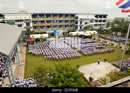 celebrating Her Majesty the Queen's birthday at a high school in Bangkok, Thailand Stock Photo