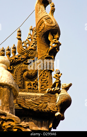 Intricate carvings at Bagaya Monastery, Innwa, Mandalay Stock Photo