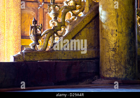 Intricate carvings at Bagaya Monastery, Innwa, Mandalay Stock Photo