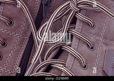 close up of pair of female leather boots Stock Photo