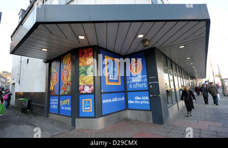 Aldi supermarket store in London Road Brighton UK Stock Photo