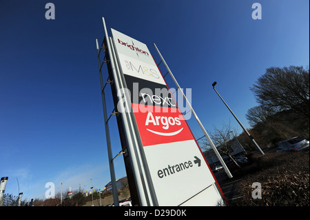 Out of town shopping retail park including Marks And Spencer Simply Foods , Argos and Next - Hollingbury Brighton UK Stock Photo