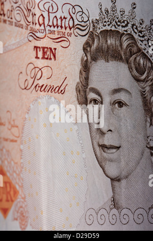 Big close-up British ten pound note Stock Photo