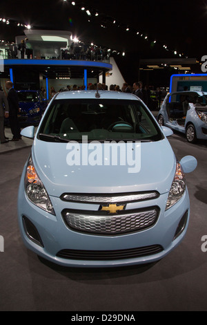 Detroit, Michigan - The Chevrolet Spark electric car on display at the North American International Auto Show. Stock Photo