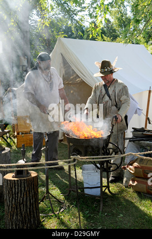 Pioneer Blacksmith Enactors. Rock River Thresheree, Wisconsin. Stock Photo