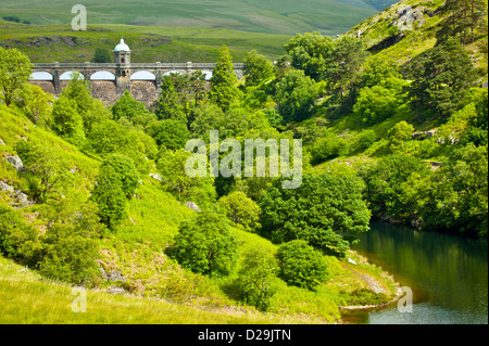 THE TOP DAM CRAIG GOCH AND OUTLET IN JUNE ELAN VALLEY POWYS WALES Stock Photo