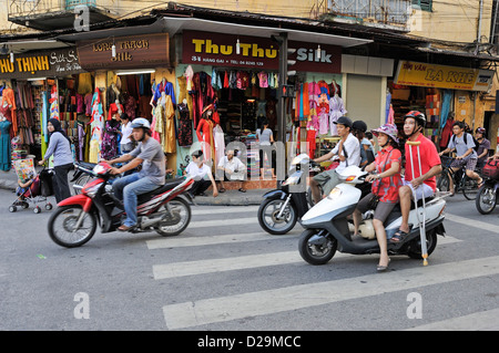 Hanoi, Vietnam - street scene at a road junction Stock Photo