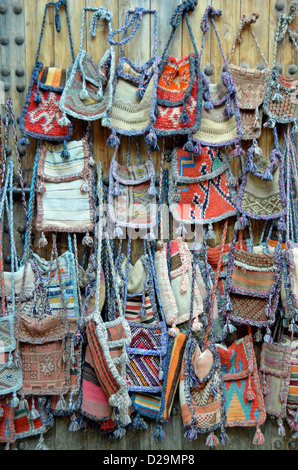 Woven bags for sale, Fez, Morocco Stock Photo