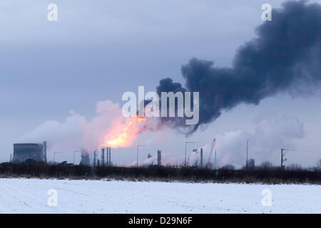 A massive flare is seen from the Olefins 6 