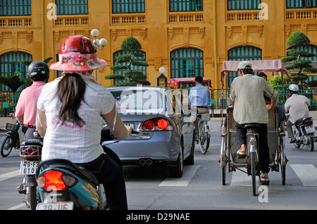 Traffic in downtown Hanoi, Vietnam Stock Photo