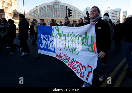 Liverpool JMU Education Cuts Protest Banner Stock Photo