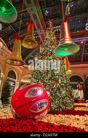 The magical holiday seasonal display at the Bellagio Conservatory and Botanical Gardens. Stock Photo