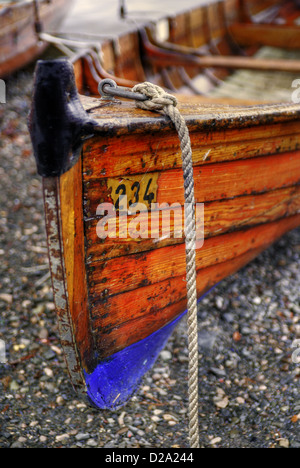 wooden rowing boat by Lake Windemere Stock Photo - Alamy