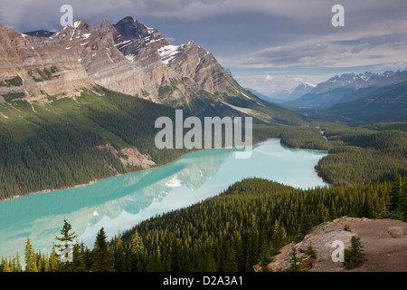 Dramatic clouds over Peyto Lake and Mt. Patterson in Banff National Park, Canadian Rockies, Alberta, Canada. Stock Photo