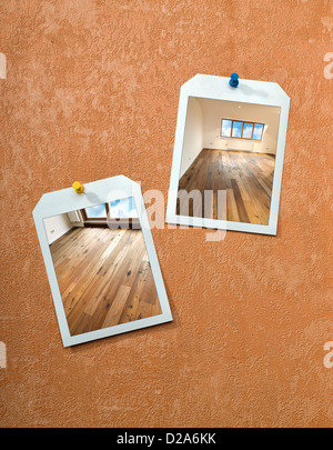 frame on a painted wall Stock Photo