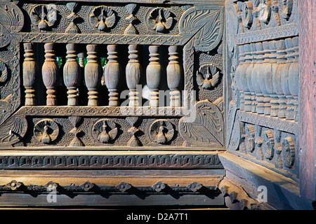 Intricate carvings at Bagaya Monastery, Innwa, Mandalay Stock Photo