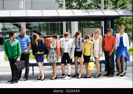 People waiting at bus stop