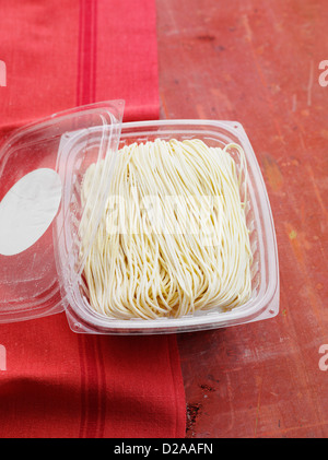 Package of fresh angel hair pasta Stock Photo