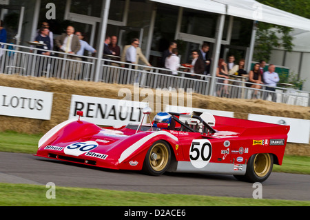 1971 Ferrari 712 Can-Am with driver Paul Knapfield at the 2012 Goodwood Festival of Speed, Sussex, UK. Stock Photo
