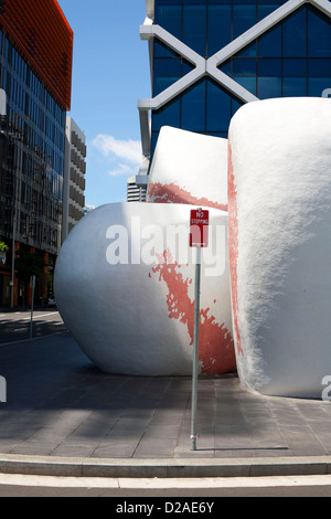 Coffee mugs sculpture in front of Shelly Street  Office Building Kings Wharf Sydney Australia Stock Photo