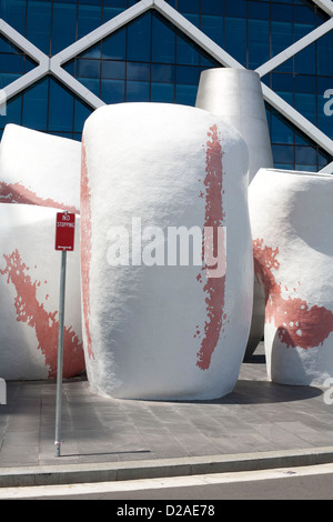 Coffee mugs sculpture in front of Shelly Street  Office Building Kings Wharf Sydney Australia Stock Photo