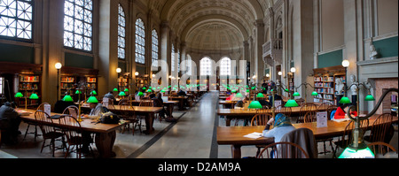 Panorama of Main Reading Room, Boston Public Library, McKim Building Stock Photo