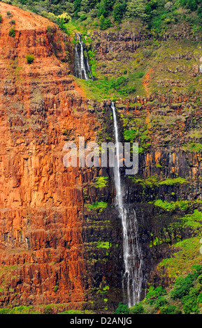 Waipoo waterfall in Waimea Canyon of Kauai Hawaii Stock Photo