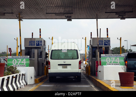 Toll path booths on 150d Highway south from Mexico City DF towards Puebla Stock Photo