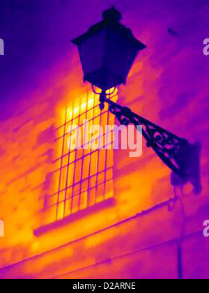 Thermal image of street lamp Stock Photo