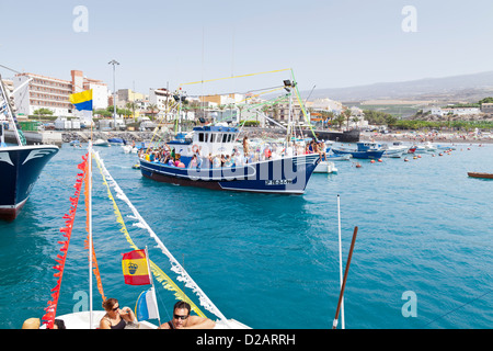 Playa San Juan fiesta procession of the virgin and effigy of san juan which takes place on the sunday morning, tenerife, Stock Photo