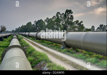 Long huge water pipes in Hong Kong Stock Photo