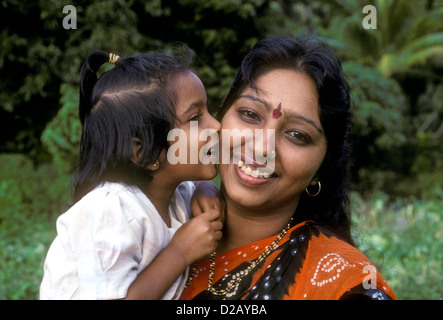 Fijians, East Indian ethnicity, Indian mother and daughter, Taveuni, Taveuni Island, Fiji Island Group, Fiji, South Pacific Stock Photo