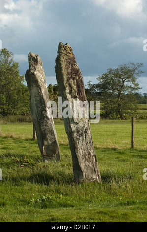 2 of the Nether Largie standing stones near Temple Wood Circle in Kilmartin Glen Argyll Stock Photo