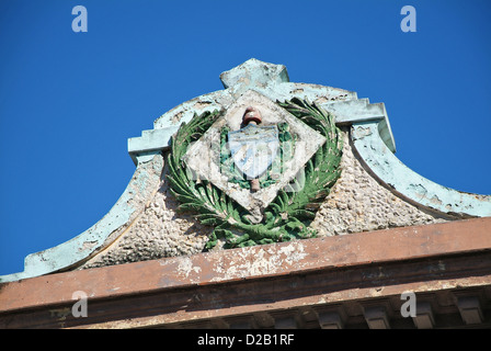 Havana, Cuba, the national emblem of Cuba on the gable of a house Stock Photo