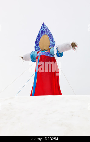 End of the winter. Shrovetide. Big doll for the burning Stock Photo