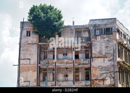 Havana, Cuba, the dilapidated facade of a house in Old Havana Stock Photo