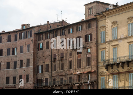 Siena Italy surrounding buildings of the courtyard. Stock Photo