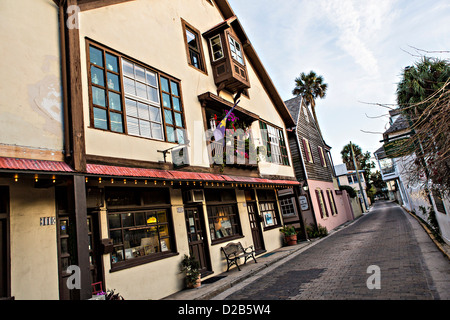 Aviles Street in the historic district in St. Augustine, Florida. St Augustine is the oldest city in America. Stock Photo