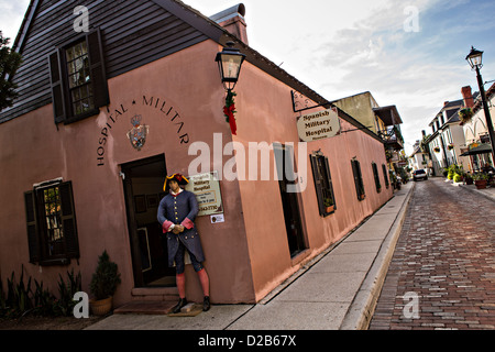 Aviles Street in the historic district in St. Augustine, Florida. St Augustine is the oldest city in America. Stock Photo