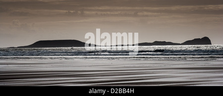 Worms Head, Gower Peninsula, Wales, taken from Llangennith beach. Stock Photo